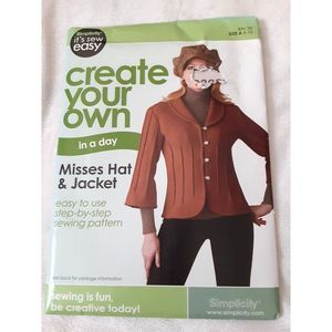 New uncut Simplicity create your own sewing pattern hat & jacket size 8-18